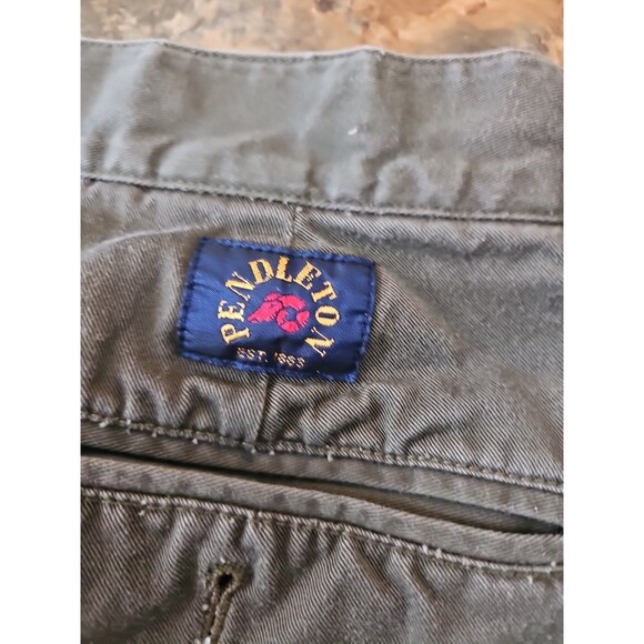 Men's‎ Pendleton Green pleat linen cotton blend casual shorts 35 VTG MINT - Picture 6 of 6